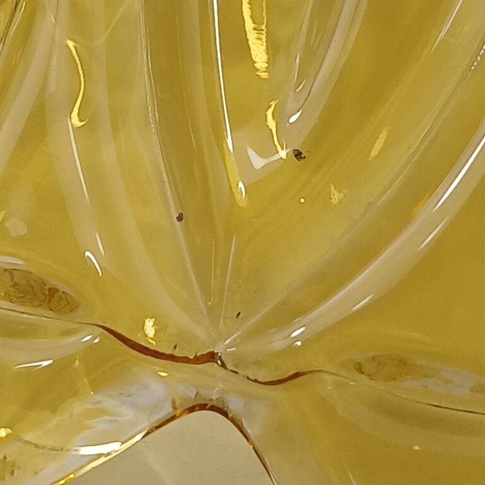 Vintage Federal Glass Flower Sunflower Petal Bowl Large Yellow Amber - Picture 11 of 16